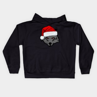 santa wolf christmas design Kids Hoodie